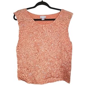 RARE RAFAEL Vintage Orange Creamsicle Sequin Boxy Tank Top